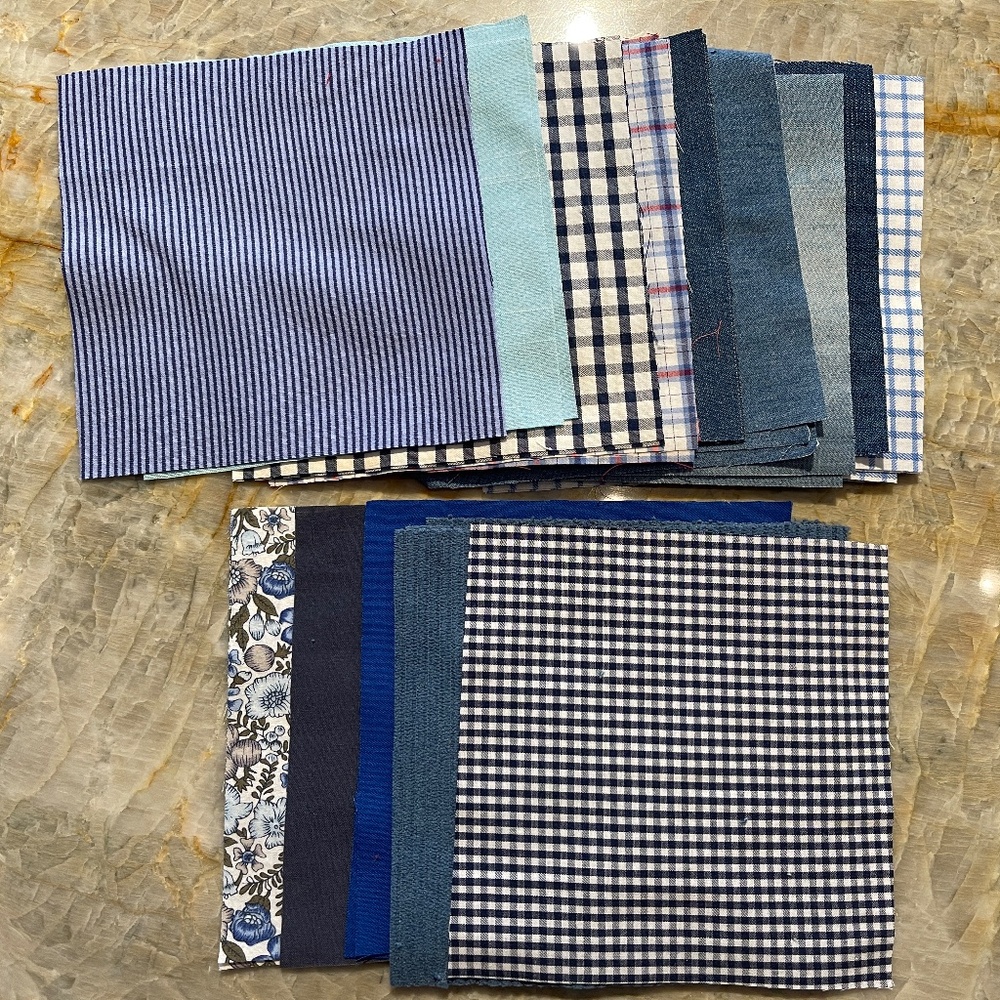 5" Inch Quilt Squares 39 Count Cotton From Men's Shirts